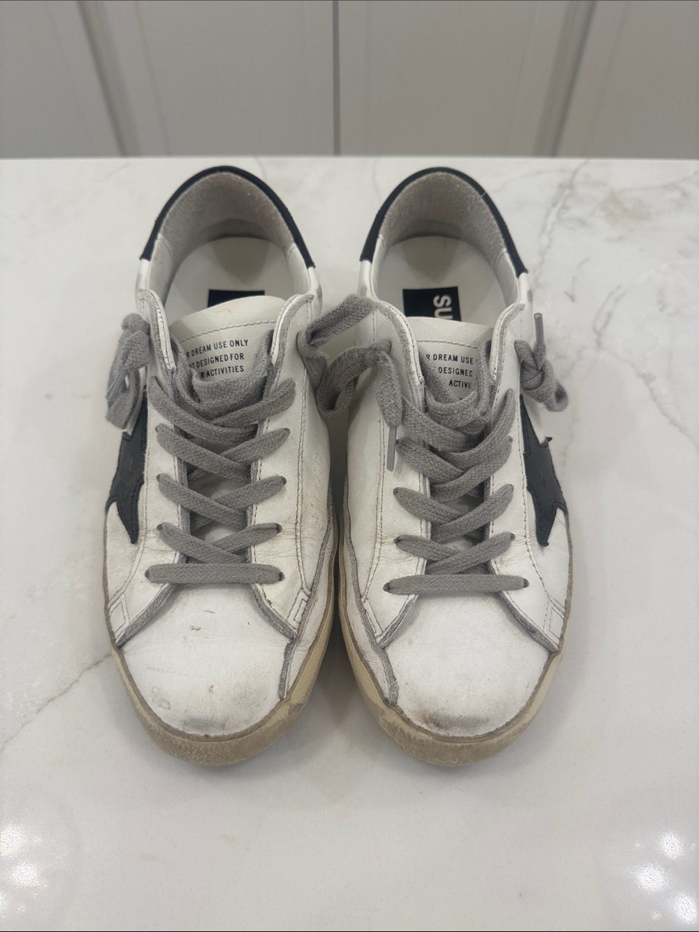 Golden Goose White Leather Sneakers with Black Star